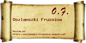Oszlanszki Fruzsina névjegykártya